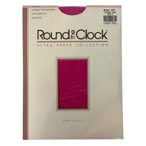 Round The Clock Ultra Sheer Control Top Pantyhose Size C Large Picasso Pink